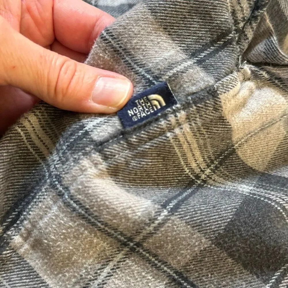 The North‎ Face Flannel Shirt Mens XXL Gray Black Plaid